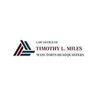 Law firm logo for Law Offices of Timothy L. Miles, blue and red, with phone number