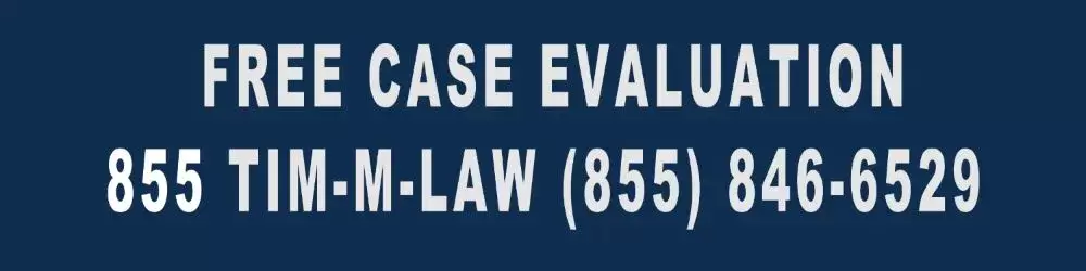 Attorney advertisement to call for free case evaluation, blue background with white ground