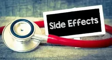 Side effects inscription by stethoscope /Blackboard with word side effects and stethoscope. Medicine concept
