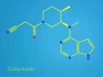 Picture of molecular structure of Tofacitinib (Xeljanz)