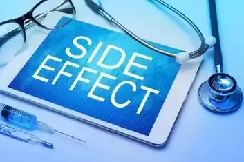 side effects on board surrounded by medical equipment