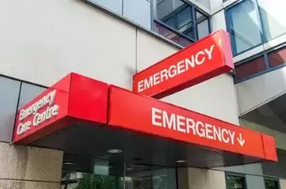 Entrance to and signage for a hospital emergency department in Melbourne, Australia